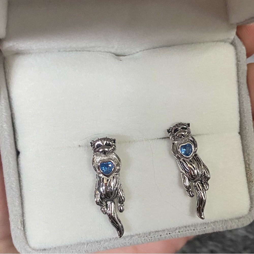 Sterling Silver Otter Earrings